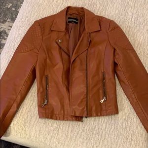 Tan leather jacket from Express!